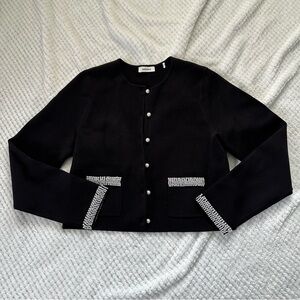 Sandro black cardigan with pearls